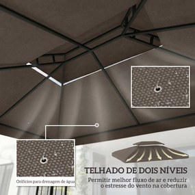 Teto de Reposição 4x3 m com Teto Duplo Orifícios de Drenagem e Proteção UV Apenas Teto  (NÃO INCLUI ESTRUTURA) Castanho
