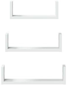 Prateleira de parede 3 pcs derivados de madeira branco