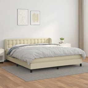 vidaXL Cama com molas/colchão 160x200 cm couro artificial cor creme