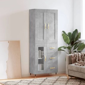 vidaXL Armário alto 69,5x34x180 cm derivados de madeira cinza cimento