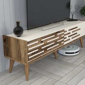 Unidade de TV Valensiya – Nogueira e Creme – 140 cm x 35 cm x 45 cm