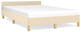 vidaXL Estrutura de cama sem colchão 120x190 cm tecido creme
