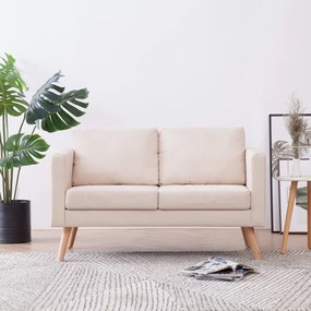 vidaXL Sofá de 2 lugares tecido cor creme