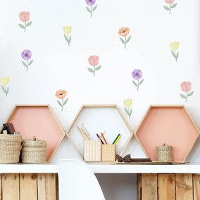 Autocolantes para meninas - Flores em aquarela