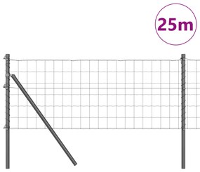 Cerca Euro com 13 Postes 0.4x25 m Aço Galvanizado Cinza