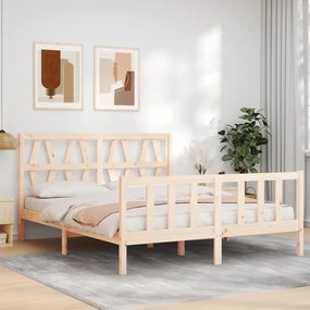 Estrutura de cama com cabeceira 160x200 cm madeira maciça