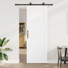 porta deslizante vidaXL com conjunto de ferragens 'ORKDAL'Branca de Madeira Sólida de Pinus