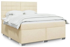 vidaXL Cama com molas/colchão 180x200 cm tecido cor creme