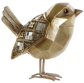 Figura Decorativa DKD Home Decor Dourado Metal Resina Vogel (13 x 7 x 12 cm)