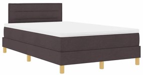 Cama Box Spring com Colchão e LED Castanha Escura 120x200 cm Tecido