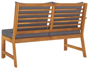 Banco de jardim 114,5 cm com almofadão cinzento-escuro acácia
