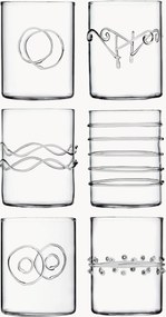 Copos em vidro de borossilicato artesanais Deco' Clear, conjunto de 6