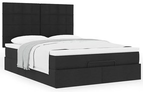 Estrutura de cama otomana com colchão 140x190 cm tecido preto