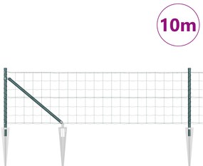 Cerca Euro da com 7 Postes de Âncora 0.4x10 m Aço Galvanizado Verde