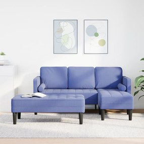 vidaXL Conjunto de Sofá de 2 Peças com Almofadas Azul Jeans Tecido