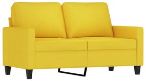 3 pcs conjunto de sofás com almofadões tecido amarelo-claro