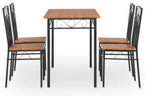 5 pcs conjunto de jantar em MDF e aço castanho