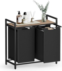 Cesto de roupa com 2 compartimentos e estante para organização. | VASAGLE | 73 x 33 x 72 cm | BLH201B50.