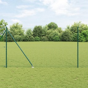 Cerca Euro com 7 Postes de Ponta 1.6x10 m Aço Galvanizado Verde