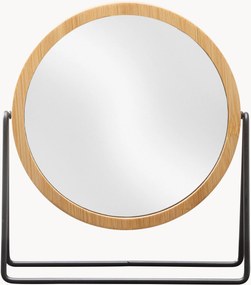 Espelho de maquilhagem redondo com moldura em bambu e ampliação Circle