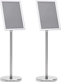 vidaXL Suportes para Pôsteres 2 pcs Prateado 32,7 x 24 x 108 cm