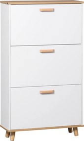 HOMCOM Sapateira Estilo Escandinavo 3 Portas Basculantes 70x23,5x122 cm Branco | Aosom Portugal