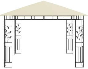 Gazebo c/ mosquiteiro e cordões luzes LED 3x3x2,73m creme