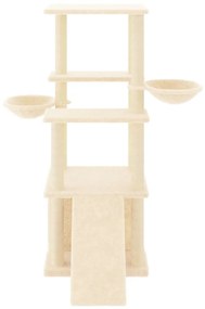 Árvore para gatos c/ postes arranhadores sisal 133 cm cor creme