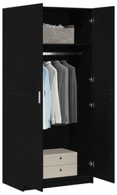 Guarda-roupas Preto Carvalho 80x51x180 cm Madeira de engenharia