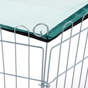 PawHut Parque para Animais de Estimação com 6 Painéis 59x60cm Dobrável Cerca para Animais de Estimação com Porta com Trava e Toldo Superior para Jardim Pátio Exterior Prata