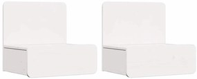 Mesa de Cabeceira Montada na Parede com gaveta 2 pcs Branco