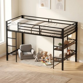 Cama Alta Infantil, 196 x 96 x 126 cm (COLCHÃO NÃO INCLUIDO), Estrutura Metálica Robusta, Castanho