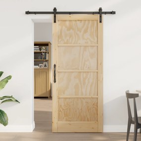 Porta Deslizante vidaXL com Conjunto de Hardware 86x198.5 cm de Madeira Sólida de Pinho