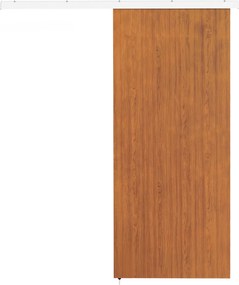 HOMCOM Porta de Correr com Ferragens 90x210 cm com Rolos Trilho de Alumínio e Guia de Chão Castanho | Aosom Portugal