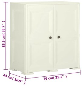 Armário de plástico 79x43x85,5cm design de madeira cor baunilha