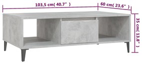 Mesa de centro derivados de madeira cinzento cimento