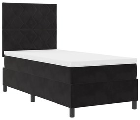 Cama Box Spring vidaXL com Colchão Preto 100x200 cm Veludo