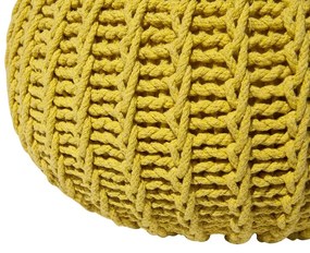 Pufe redondo em tricot amarelo 50 x 35 cm CONRAD II Beliani