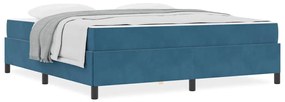 Estrutura da Cama Azul Escuro e Branco 180 x 200 cm Veludo