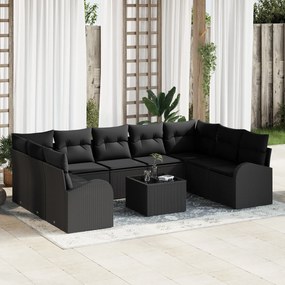 Conjunto de Sofá de Jardim vidaXL 10 Peças com Almofadas Bege em Vime