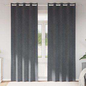 Cortinas Blackout vidaXL com Ilhós 2 pcs Veludo Cinza Claro Super