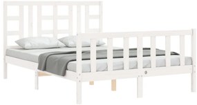 Cama sem colchão 140x200 cm madeira de pinho maciça branco