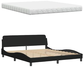 Cama com colchão 180x200 cm tecido preto