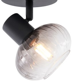 Foco de teto moderno preto com vidro fumê redondo - Teddy Moderno