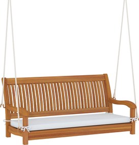 Banco Baloiço de Jardim para 2 Pessoas, 126 x 62 x 60 cm, Madeira de Acácia com Almofada, Natural