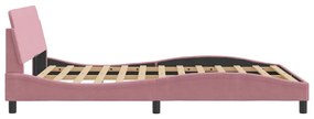 Estrutura cama c/ cabeceira sem colchão 120x200 cm veludo rosa