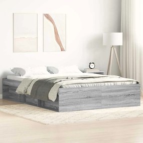 Estrutura de cama 140x200 cm cinza sonoma