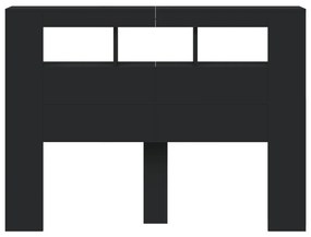 Cabeceira cama c/ LEDs 140x18,5x103,5 cm deriv. madeira preto