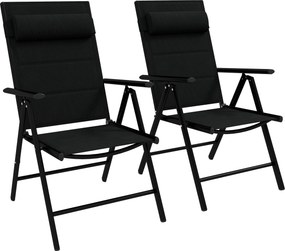 Outsunny Conjunto 2 Cadeiras Campismo Dobráveis Apoios Braços Terraço Leves Portáteis 54x67x108cm Preto Ébano | Aosom Portugal