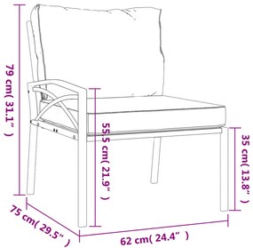 6 pcs conjunto lounge de jardim aço c/ almofadões cinzentos